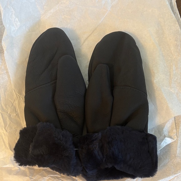Elegant Black Fur-Lined Mittens - Picture 1 of 3